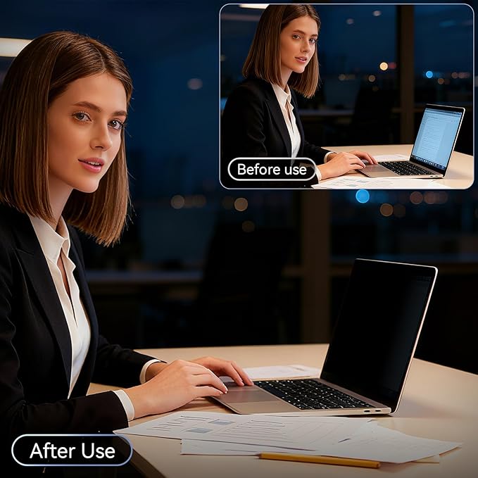 360° Laptop Privacy Screen 15.6 Inch for 16:9 Computer, 15" Monitor 4 Way Privacy Anti Glare Protector Blue Light Filter Shield Film Compatible with Lenovo/Hp/Dell/Acer/Asus/Thinkpad/Envy/Toshiba