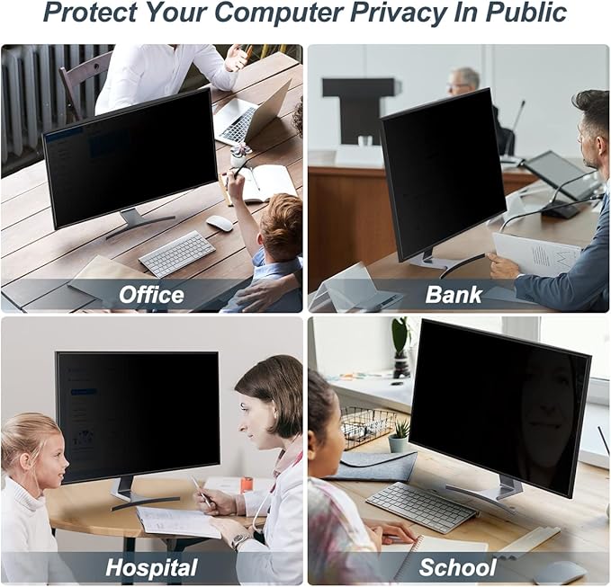 [2-Pack] 23.8 Inch Privacy Screen for Monitor Computer Screen Privacy Filter for 16:9 Widescreen Monitor Desktop PC Monitor Privacy Film Monitor Privacy Shield and Anti-Glare Protector