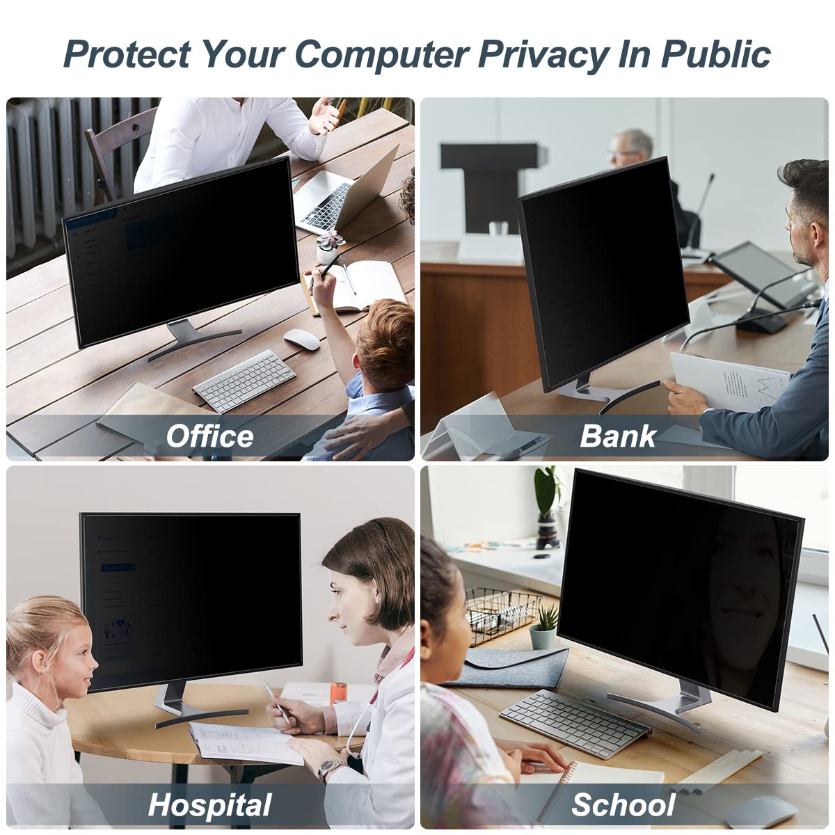 JEAPKA [2-Pack] 24 Inch Privacy Screen for Monitor Computer Screen Privacy Filter for 16:10 Widescreen Monitor Desktop PC Monitor Privacy Film Monitor Privacy Shield and Anti-Glare Protector