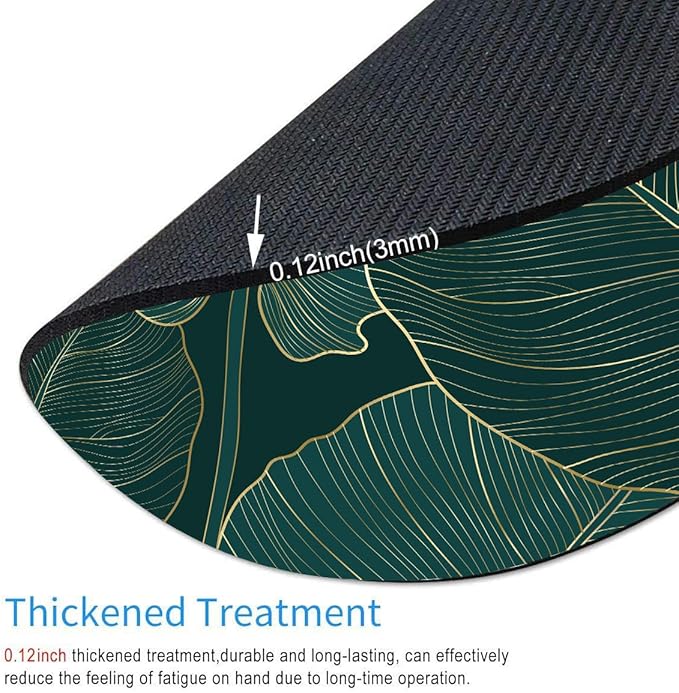 Mouse Pad, Round Computer Mouse Mat with Design, Non-Slip Rubber Base Small Mousepad, Waterproof Office Mouse Pads, Green Tropical Leaves