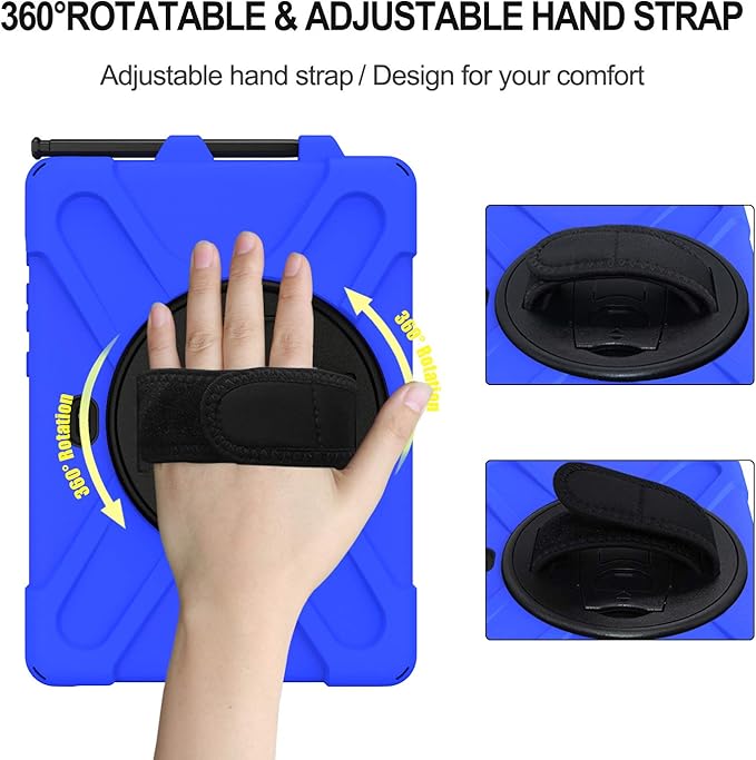 Rantice Case for Samsung Galaxy Tab Active5 PRO / Active4PRO / Active PRO 10.1, Shockproof Drop Protection Case with 360 Stand, Hand Strap & Shoulder Strap for SM-X350/X356B/T540/T547/T630/T638(Blue)