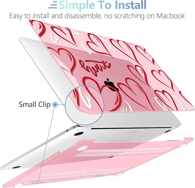 MEEgoodo Case for MacBook Pro 13 inch Case 2022 2021 2020 New A2338 M2/M1 A2251 A2289, Laptop Hard Shell with Keyboard & Camera Cover Compatible with 13 inch MacBook Pro, Heart with White Wings