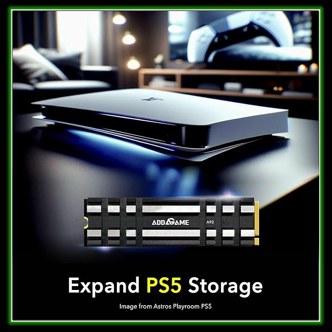 Addlink A93 1TB Storage Expansion for PS5 Console with Heatsink, Up to 7400mb/s, Gen 4 PCIe NVMe m.2 2280, SLC Cache Internal Solid State Drive(‎ad1TBA93M2P)