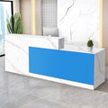 Reception Desk with Counter Modern Checkout Counter with Lockable Drawer Keyboard Tray Receptionist Desk for Office Salon Reception Table V Right 63inch/160cm