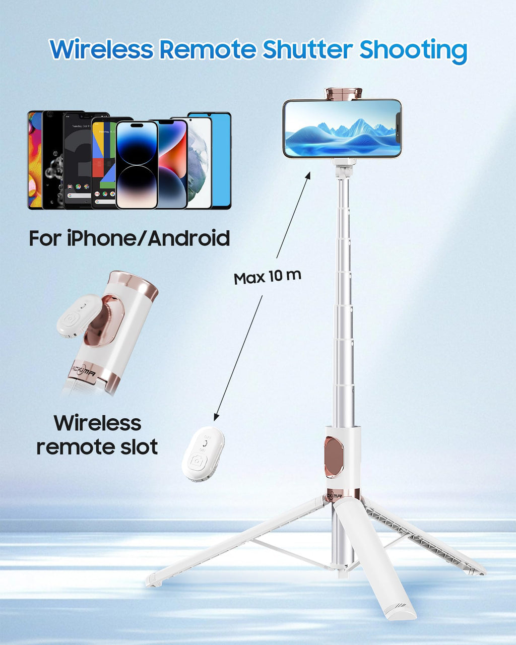 ACKIMA 67" Selfie Stick Tripod with Wireless Remote for iPhone and Android