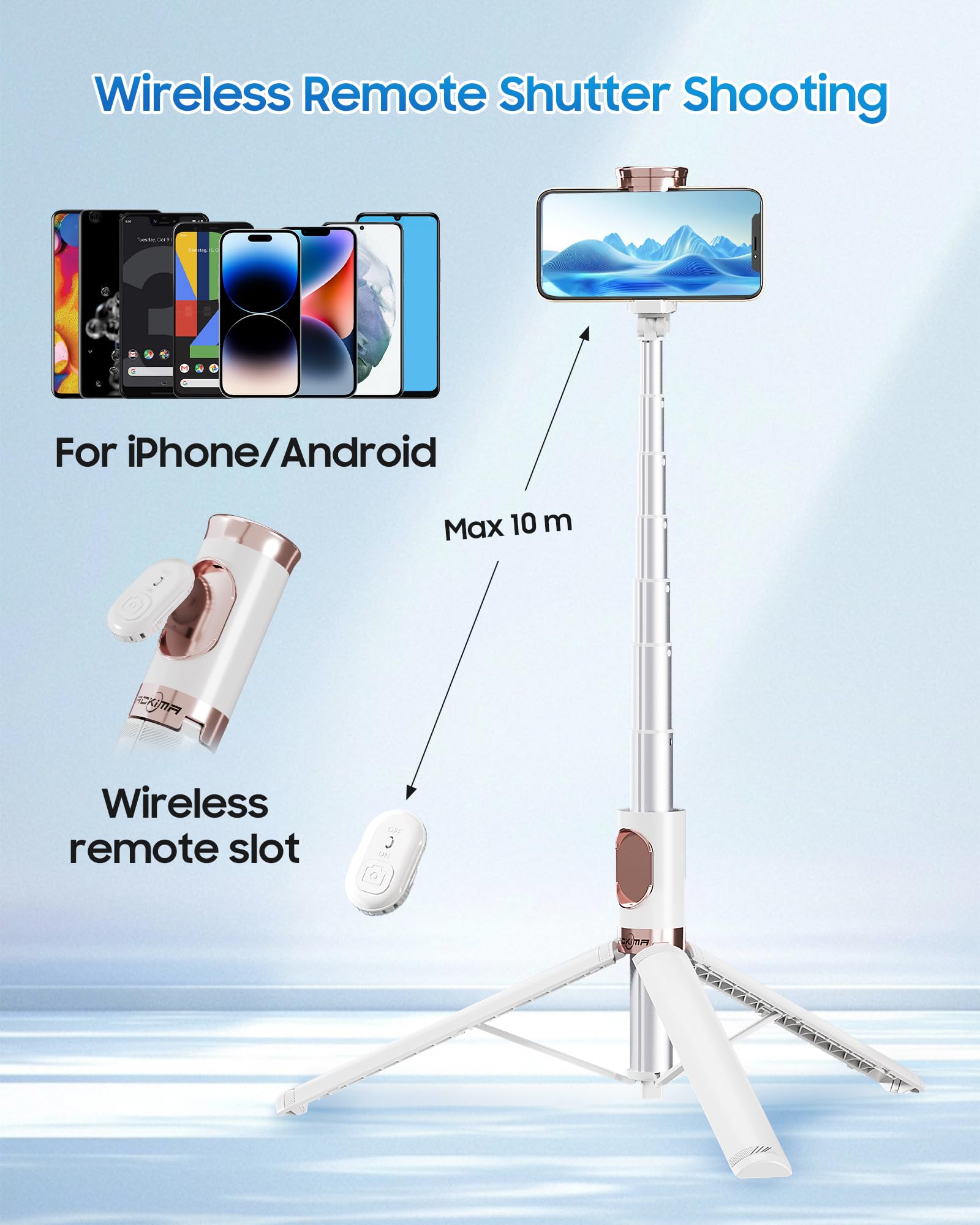 ACKIMA 67" Selfie Stick Tripod with Wireless Remote for iPhone and Android