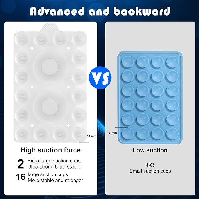 ZYCCER Double Sided Silicone Suction Phone Holder Mount,Compatible with iPhone and Android Cases Hands-Free Mirror Shower Phone Mount Strong Grip Holder (Transparent, Double Sided 2PCS)