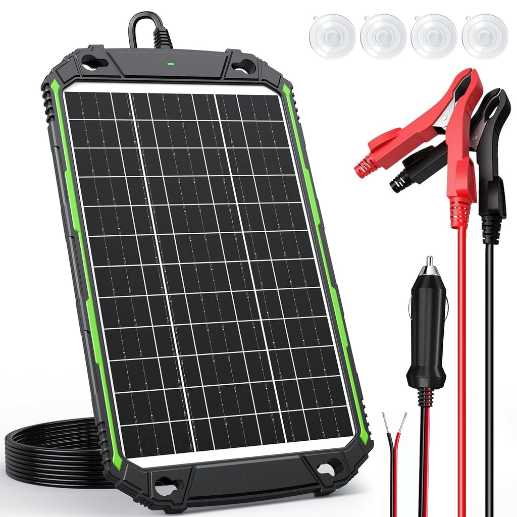 Sun Energise 15W 12V Solar Battery Charger & Maintainer PRO, Built-in Smart MPPT Charge Controller, Waterproof 12 Volt Solar Panel Trickle Charging Kits for Car Auto Boat RV Marine Trailer Camper