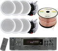 Vaiyer Home Audio System Kit, 6-Channel 6000 Watts Bluetooth Amplifier with 6.5" 8 QTY of 200 W Each in-Wall in-Ceiling Speakers & 16AWG 500 ft. Speaker Wire Perfect for Home, Office, Restaurants, Bar