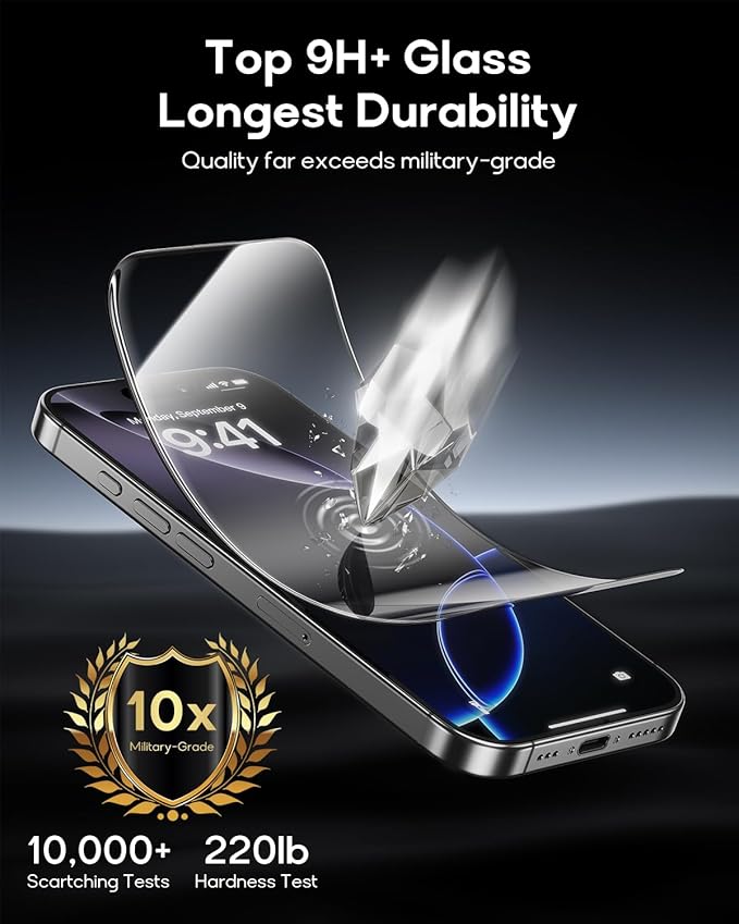 3 Pack for iPhone 12 Pro Max Tempered Glass Screen Protector:9H+ Durable, Auto Positioning, Bubble Free, High Definition, Easy Installation