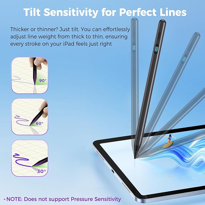 Stylus Pencil for iPad 2026-2018,Magnetic&Palm Rejection&Fast Charge-Black