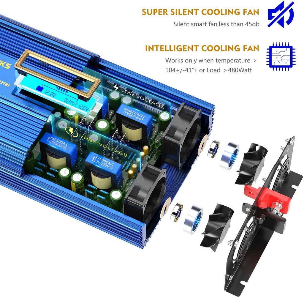 Power Inverter 2000w DC 12V to AC 120V ETL UL458 VOLTWORKS