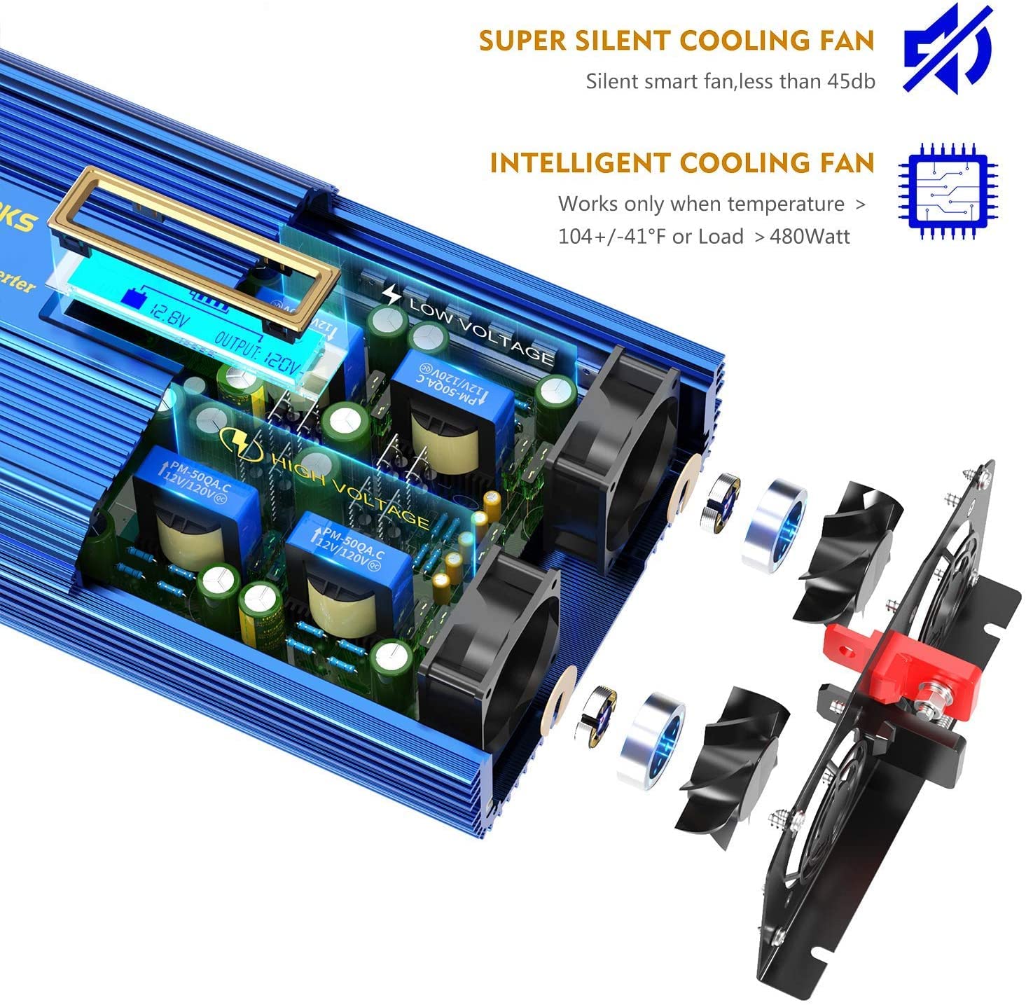 Power Inverter 2000w DC 12V to AC 120V ETL UL458 VOLTWORKS