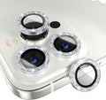 Choiche [3+1 for iPhone 14 Pro/iPhone 14 Pro Max Camera Lens Protector Bling, 9H Tempered Glass Camera Cover Screen Protector Metal Ring Decoration Accessories (Glitter-Silver)