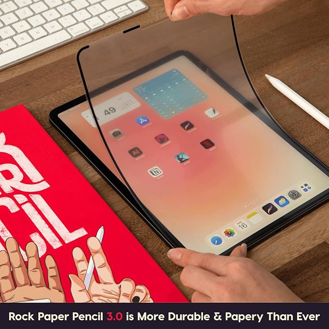 Astropad Rock Paper Pencil v3.0 – 2025 Upgraded Version – Paper Screen Protector for 11" iPad Pro (Gen 1-4) or 10.9" iPad Air (Gen 4-5) + Apple Pencil Tips Replacement 2 Pack – Compatible with Apple Pencil 1st/2nd Gens and Pencil Pro