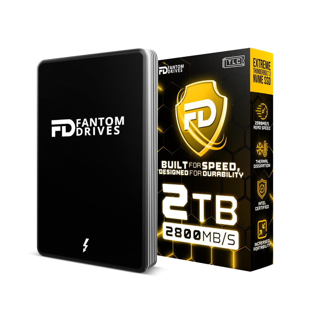 Fantom Drives Extreme 2TB External SSD - 2800MB/s, Thunderbolt 3 and 4, USB Type-C, Aluminum, 3D NAND TLC, TB3X-2300N2TB