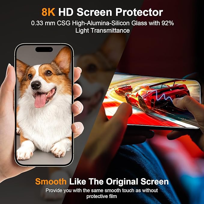 2 Pack Screen Protector for iPhone 16,Durable and Drop-Proof with 9H Hardness,Bubble-and-Dust-Free 16 HD High-Aluminum Tempered Glass,Easy Installation Exclusively