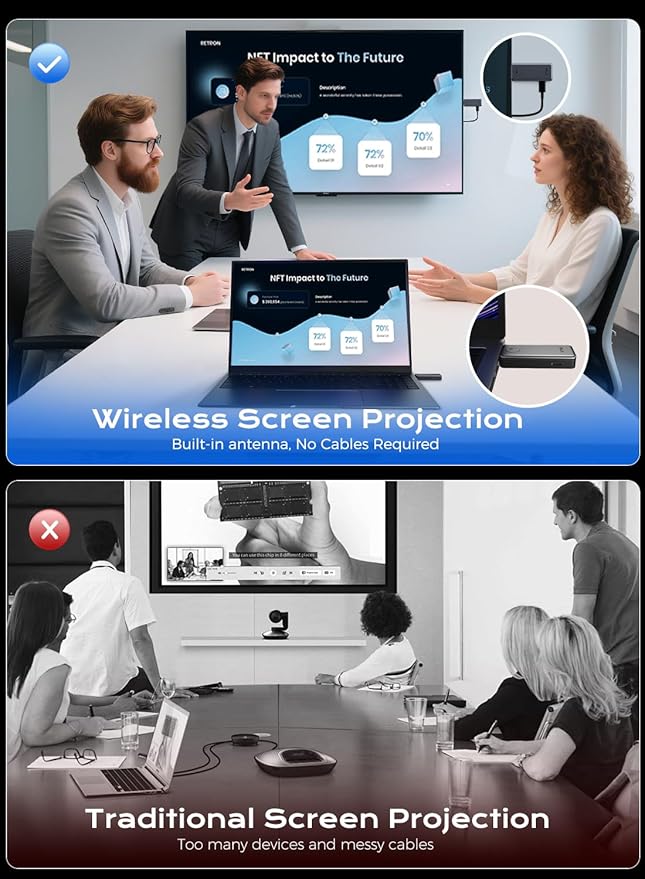 2025 Upgraded Wireless HDMI Transmitter and Receiver, 4K Decode 1080P Output,2.4G/5G Plug&Play Portable HDMI Wireless for Streaming Video and Audio to Monitor from Laptop/TV Box