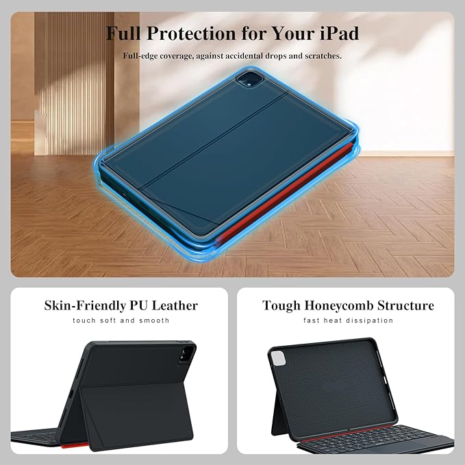 iPad Pro 11 inch Case with Keyboard (M4 2024),Flex Magnetic Detachable Magic Keyboard,Multi-Touch Trackpad,7-Color Backlit,Landscape/Portrait,160° Adjustable Stand for iPad Pro 11 (5th Gen) (Black)