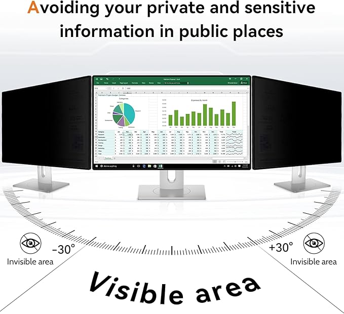 Mamol 23 Inch Computer Privacy Screen Filter for 16:9 Widescreen Monitor, Anti Glare & Blue Light Filter, Removable Computer Monitor Privacy Shield, Anti-Scratch Screen Protector Film 23 in
