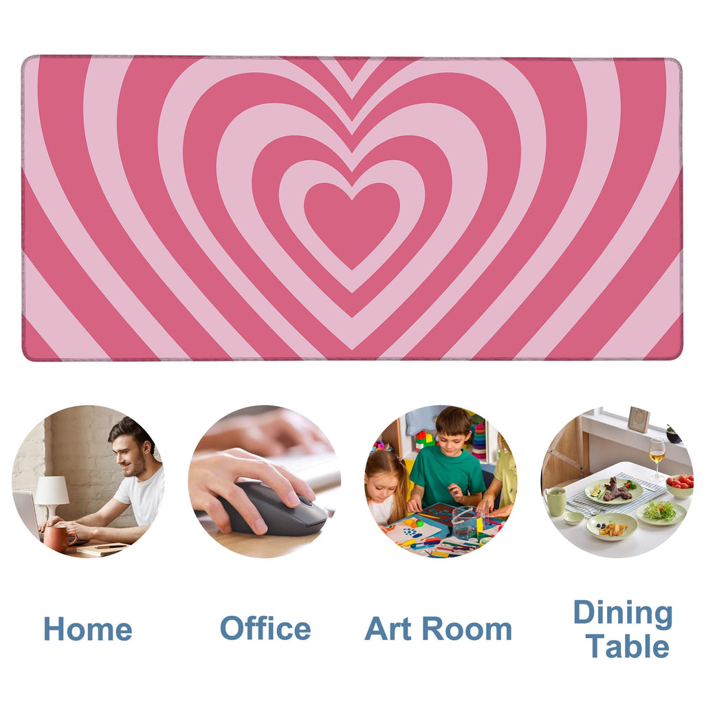NITAHHHY Gaming Desk Pad Large Extra Length Retro Style Hearts Mouse Pad Keyboard Laptop Non-Slip Waterproof with Rubber Base Thick Stitched Edge Mouse Mat for Office Home 35.4 x 15.7 Inches