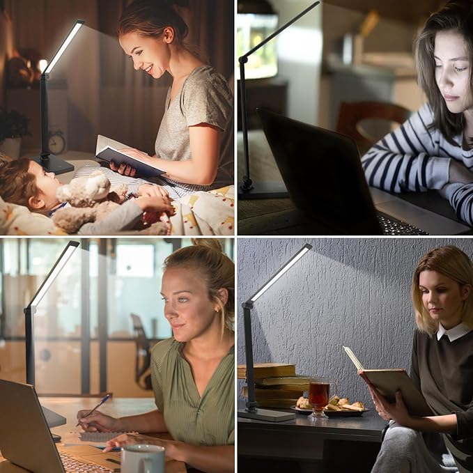 Rechargeable Desk Lamp LED Desk Lamps Eye-Caring Desk Lamps Dimmable Office Lamp with USB Chager Touch Control for Home Office Student Dormitory