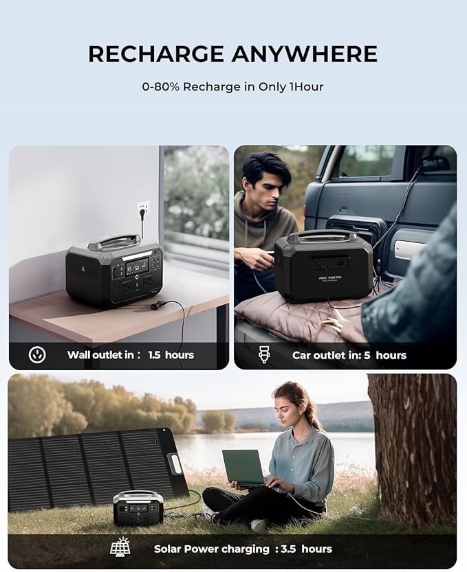 Andes 600 Pro Portable Power Station, 584Wh LiFePO4 Hybrid Battery Backup, [1 Hour 80%] Fast Charging, 600W SiCPrime Solar Generator for Outdoor Camping, RVs, Home Use (Solar Panel Optional)