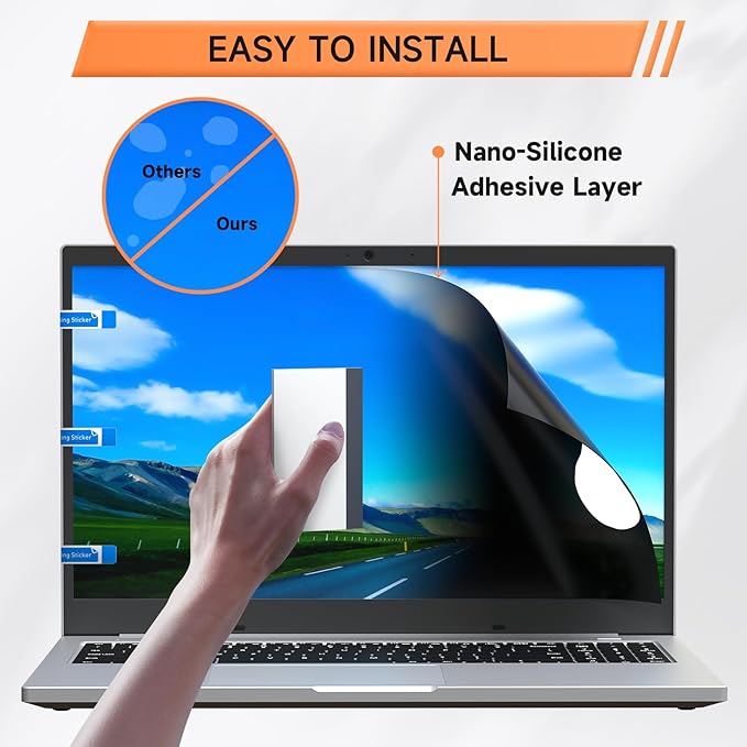 Nano Laptop Privacy Screen 13.3 Inch 16:10, No Glue Computer Monitor Privacy Shield, Matte Anti Glare Blue Light Filter Compatible with Lenovo Hp Dell Acer Asus Thinkpad Envy Xps