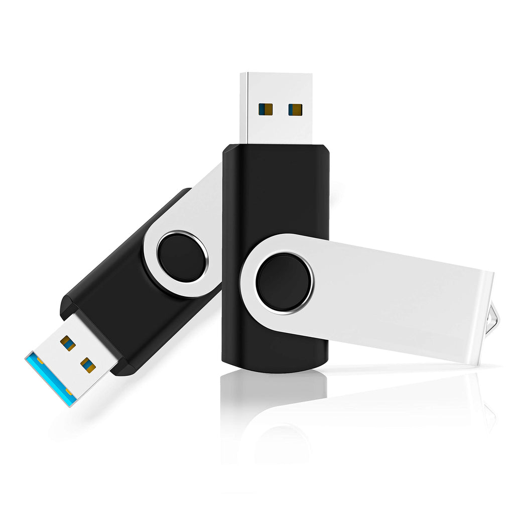KOOTION 10PCS 2GB USB Flash Drives USB 2.0 Flash Drives Memory Stick Fold Storage Thumb Drive Pen Swivel Design Black