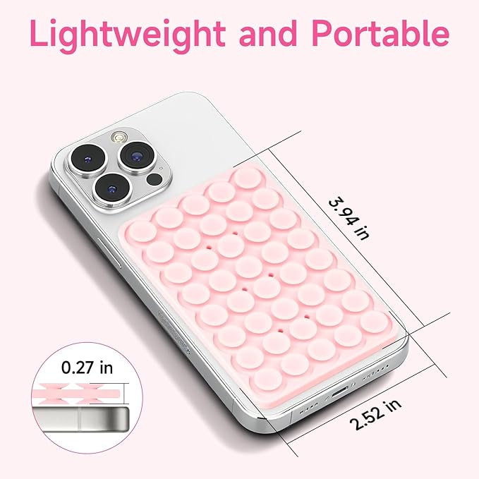 Silicone Suction Cup Phone Case Mount Double Sided, Phone Accessories Hands-Free Strong Grip Holder for Selfies and Videos, Silicon Phone Stand for iPhone and Android Light Blue