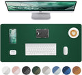 Leather Desk Pad Protector, Mouse Pad, Office Desk Mat, Non-Slip PU Leather Desk Blotter, Laptop Desk Pad, Waterproof Desk Writing Pad for Office and Home (Green, 31.5" x 15.7")