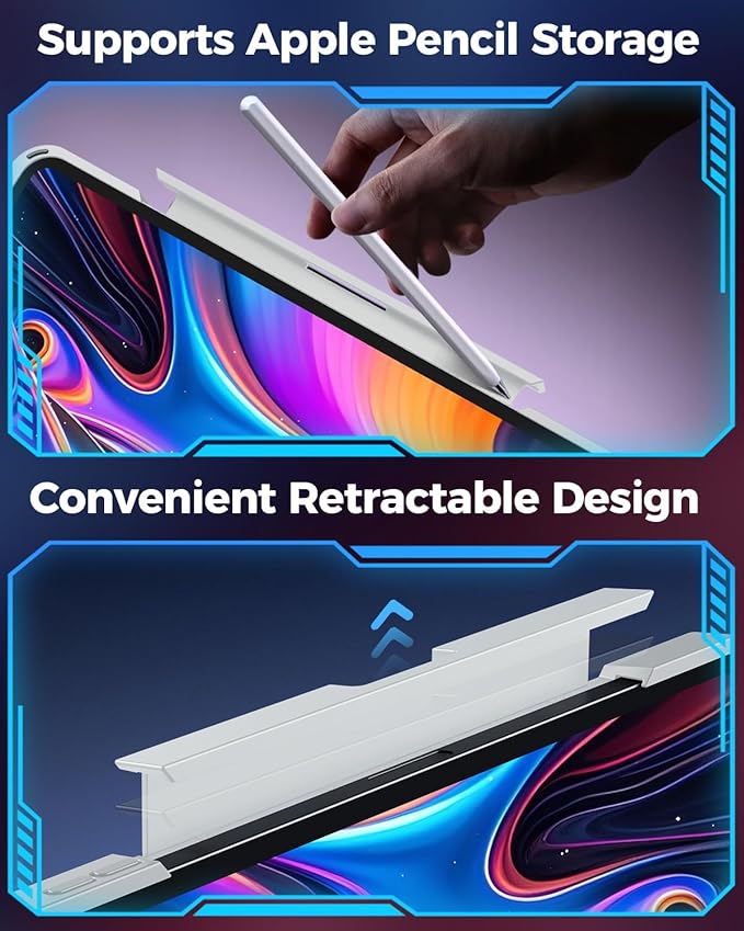 SIBEITU Keyboard Case for iPad Pro 13 Inch M5 2025 / M4 2024, Clear Wireless Keyboard iPad Pro 13inch Cover with Multi-Touch Trackpad, 7-Color Backlight & 3-Brightness, Visible PCB Tech Design, White