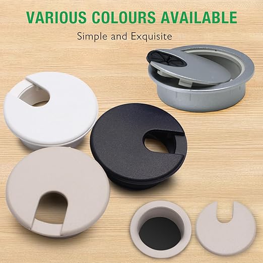 2 Pcs Desk Grommet 2" / 50 mm, Desk Cord Hole Cover, Cable Grommet ABS Plastic, Desk Hole Grommet for Home & Office Pc, Detachable Cable Cord Organizer-Light Grey