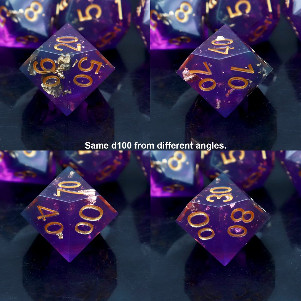 Haxtec DND Dice Set Sharp Edge Resin Dice with Dice Case Purple Black D&D Dice for RPG Role Playing Games Compatible with Dungeons and Dragons Gift War Series