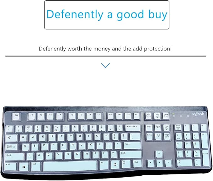 MUBUY Keyboard Cover Skin Protector for Logitech MK120 K120 Wired Keyboard, Keyboard Protective Skin US Layout (NOT Fit Other Model Keyboards)-MIntGreen
