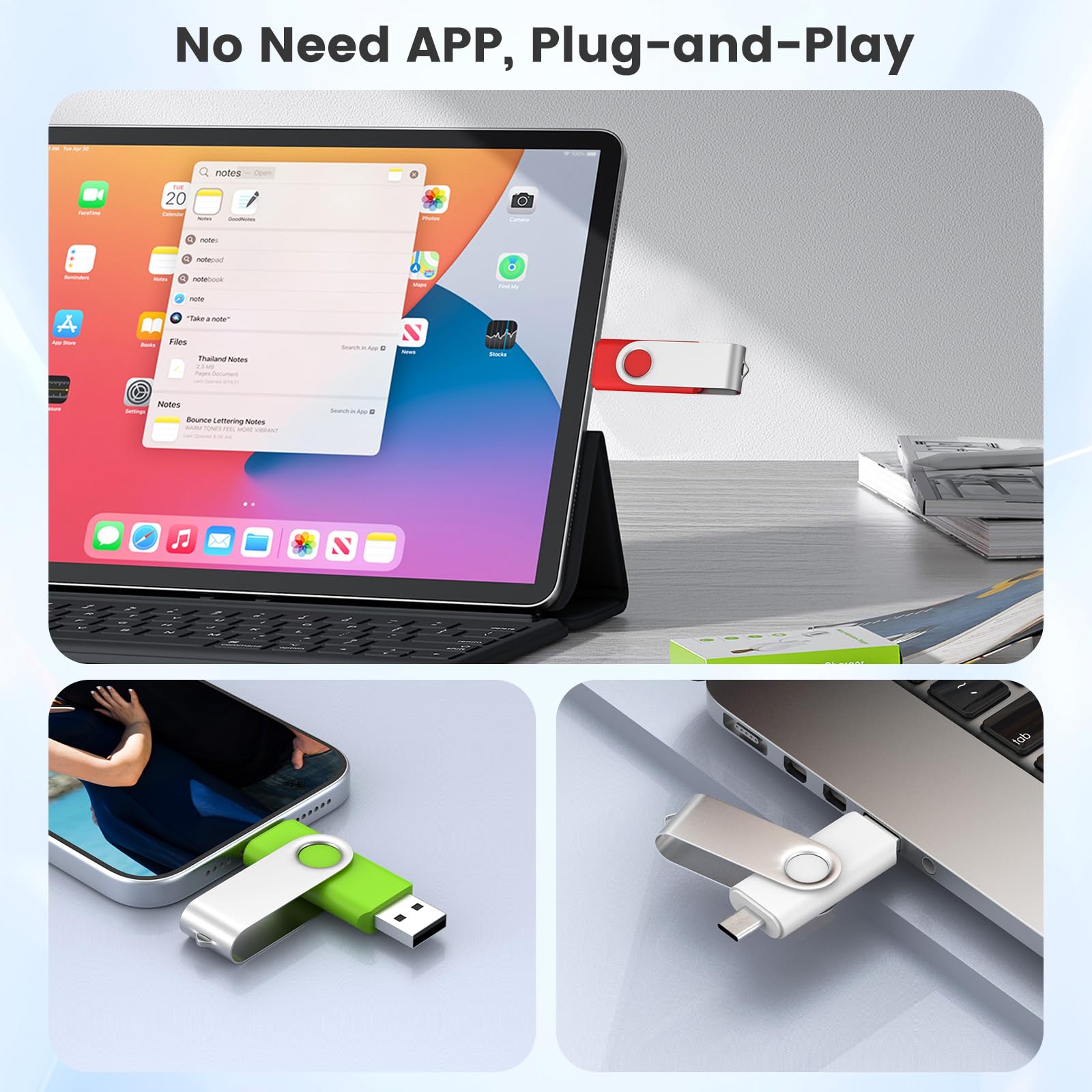 ABLAZE 8GB USB C Flash Drive 10 Pack, OTG USB 2.0 + Type C Memory Stick Dual Type C Thumb Drive Compatible with iPhone 17/16/15, Android Smartphone, Computers