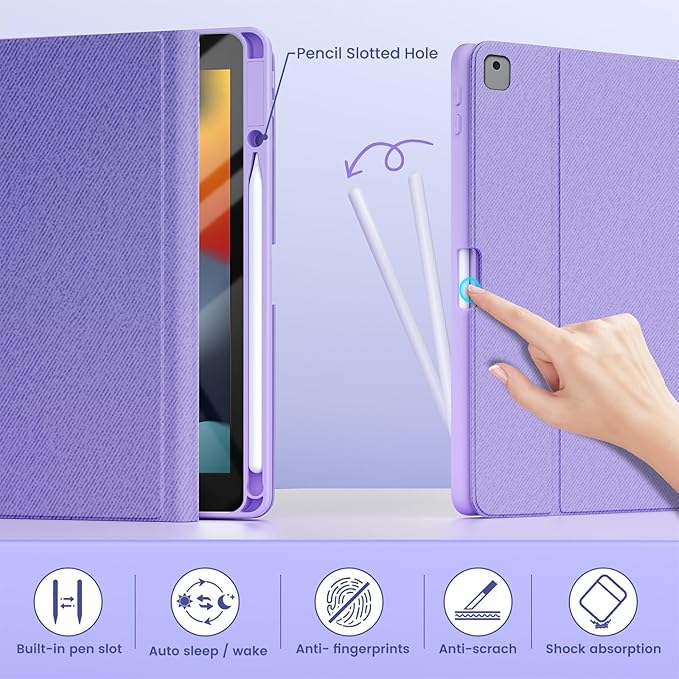 BLUTLOTUS Keyboard Case for iPad 9th/8th/7th Generation 10.2 inch 2021/2020/2019, iPad Pro 10.5-inch Case with Keyboard,iPad Air 3 2019, 7 Color Backlit Removable Bluetooth Wireless(Purple)