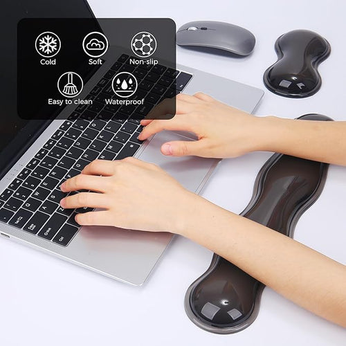 ABRONDA Gel Wrist Rest for Keyboard and Mouse, Wrist Rest for Keyboard, Mouse Wrist Support, Pain Relief, Cool Touch, Non-Skid, Mouse Wrist pad