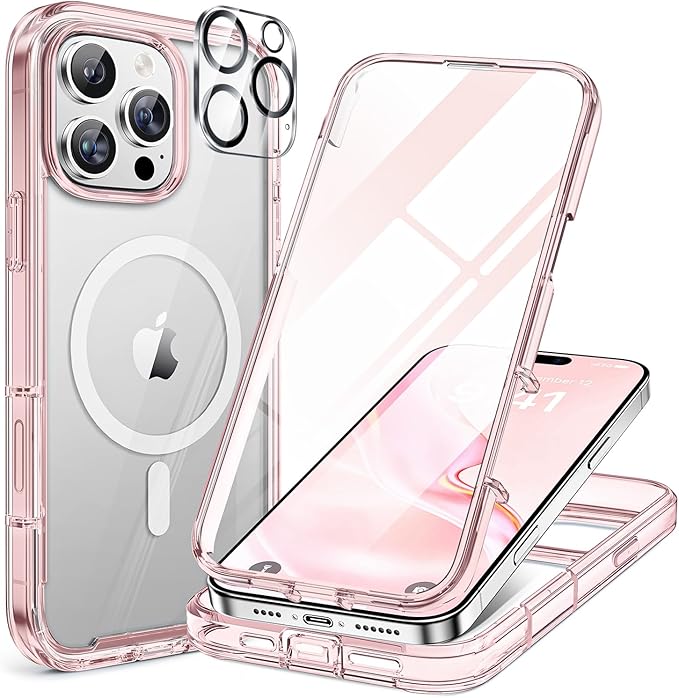 Miracase Magnetic for iPhone 12 Pro Max Case [Compatible with MagSafe] Full-Body Phone case with Built-in Glass Screen Protector& Camera Protector, Military Drop Proof 12 Pro Max Cover