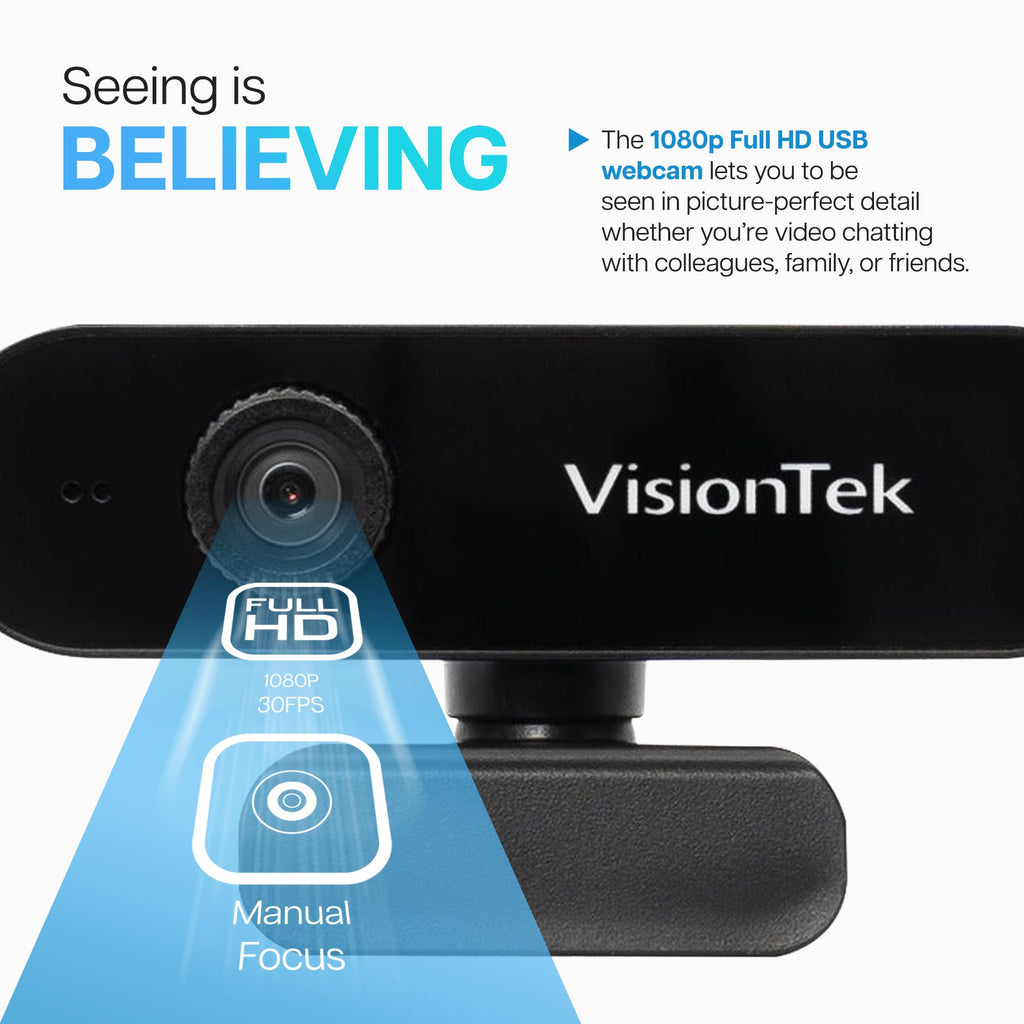 VisionTek VTWC30 Full HD 1080P 30FPS USB-A Webcam with Microphone