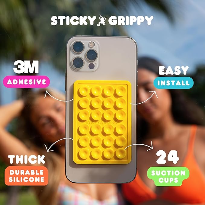 Suction Phone Case Mount, Sillicon Adhesive Phone Accessory for iPhone and Android, Hands-Free Fidget Toy Mirror Shower Phone Holder, Tiktok Videos and Selfies (Orange Planet)