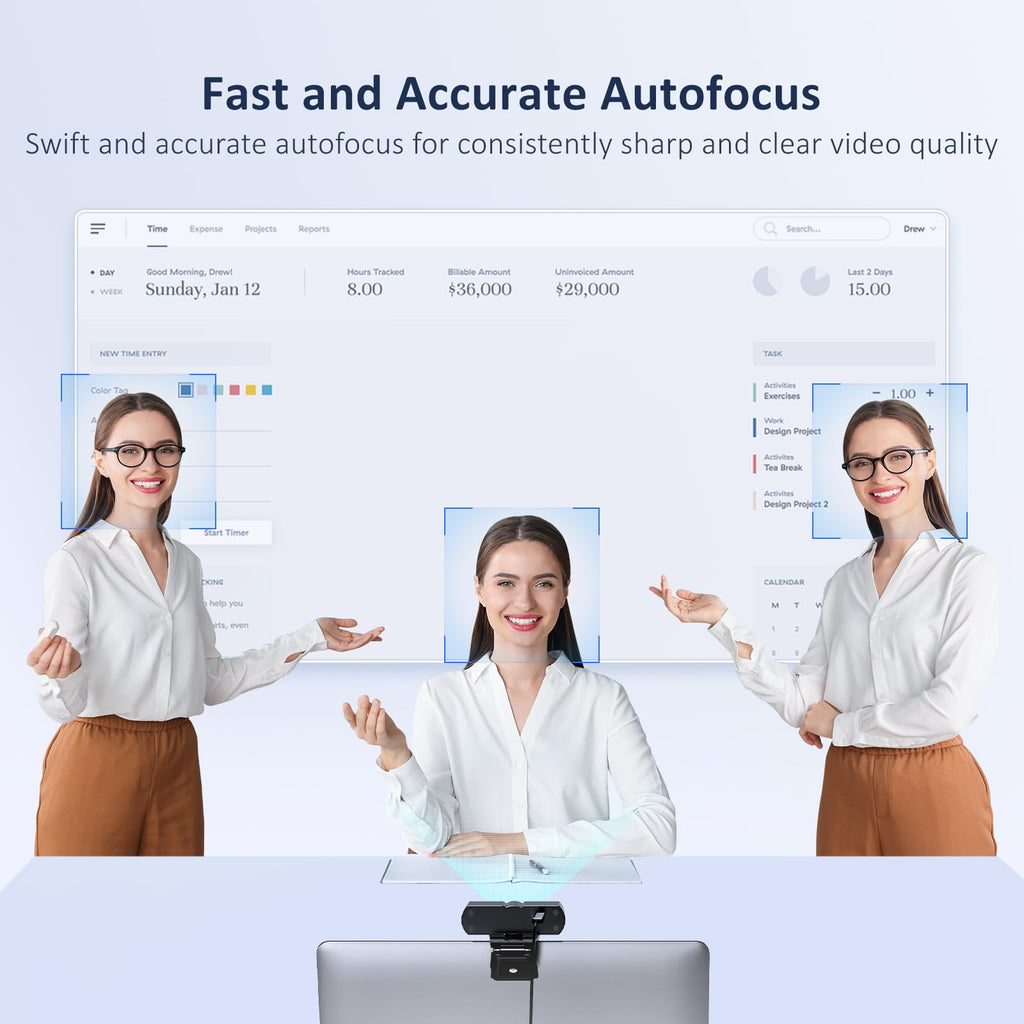 NexiGo HelloCam Pro, Webcam with Windows Hello, 1080P 60FPS Autofocus, True Privacy, Automatic Electronic Shutter, Computer Camera, Microphone, Facial Enhancement, HD USB Web Cam
