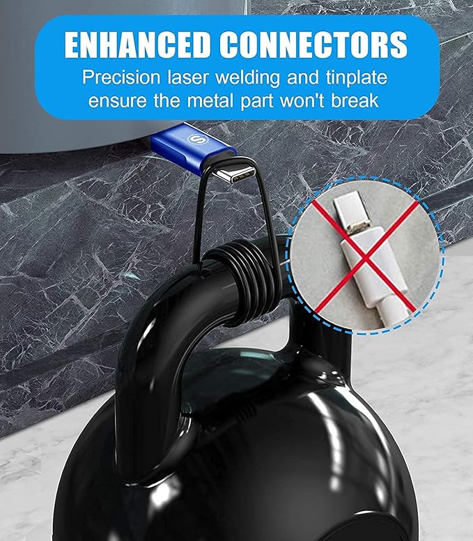 sweguard USB Type C Charger Cable [3-Pack,10ft+6.6ft+3.3ft] iPhone 15 Charger Nylon Braided Cord for iPhone 15 Pro Max Samsung Galaxy S23 S22 S21 S20 S10 Note 20 10 Flip A53 A54 Pixel LG Moto PS5-Blue