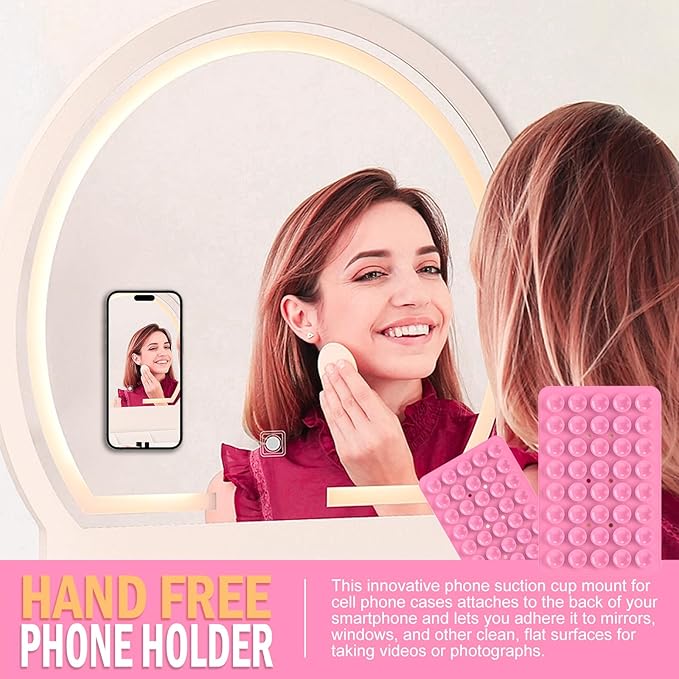 Silicone Double Sided Suction Phone Case Mount, Detachable Hands Free & Strong Grip Holder for Selfies & Videos, Compatible iPhone Android (Pink, 1Pack)