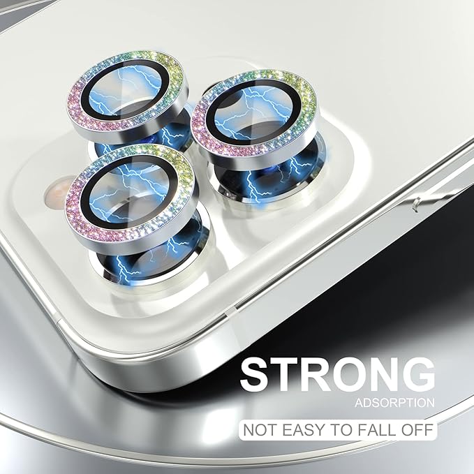 Choiche [3+1 for iPhone 14 Pro/iPhone 14 Pro Max Camera Lens Protector Bling, 9H Tempered Glass Camera Cover Screen Protector Metal Ring Decoration Accessories (Glitter-Colorful)