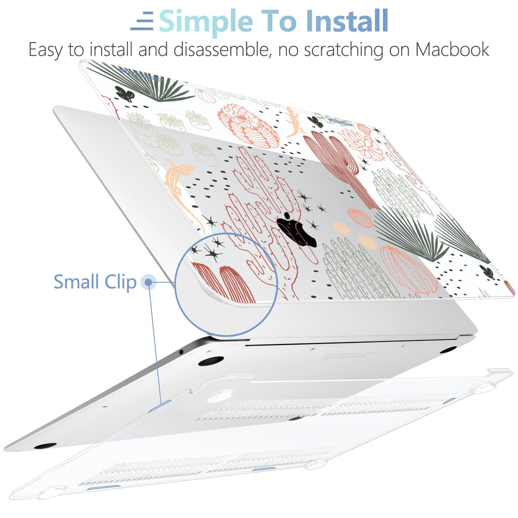 MEEgoodo for MacBook Air 13 inch Case 2021 2020 2019 2018 Released A2337 M1 A2179 A1932 with Touch ID, Plastic Hard Shell & Keyboard Cover Compatible with MacBook Air 13.3, Cacti