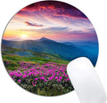 Nature Purple Flowers Meadow Mountain Scenic Mouse Pad Round Non-Slip Rubber Mousepad Laptop Office Computer Decor Cute Desk Accessories Customized Design Mouse Pad