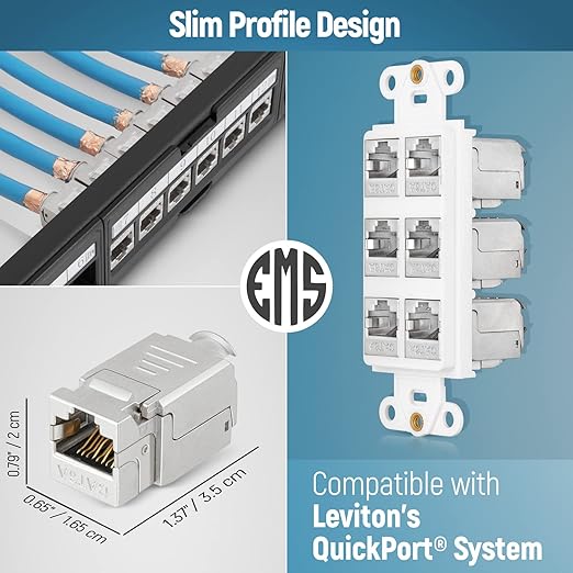Everest Media Solutions easySHIELD (CAT6A Kit) - Speed Termination Tool, with 12 Slim Profile, 90-Degree RJ45 Shielded Keystone Jacks - F/STP Punch Down Crimper - Tested for CAT5e, CAT6, CAT6A, CAT7