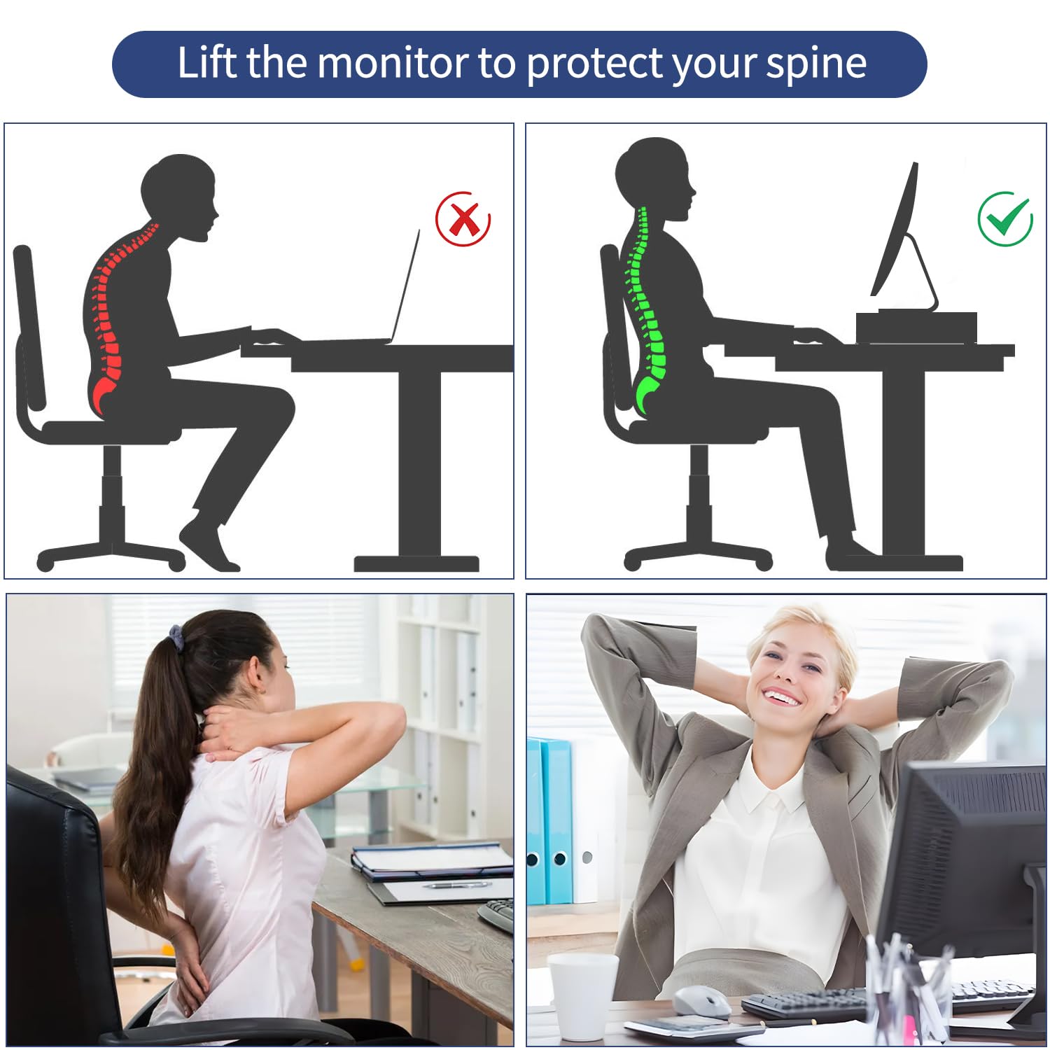 AUPSEN Computer Monitor Stands Riser，2-Tier Desk Organizers and Accessories, Office Desk Accessories Organizer with Drawers and 2 Pen Holder for Office Supplies (Pink)