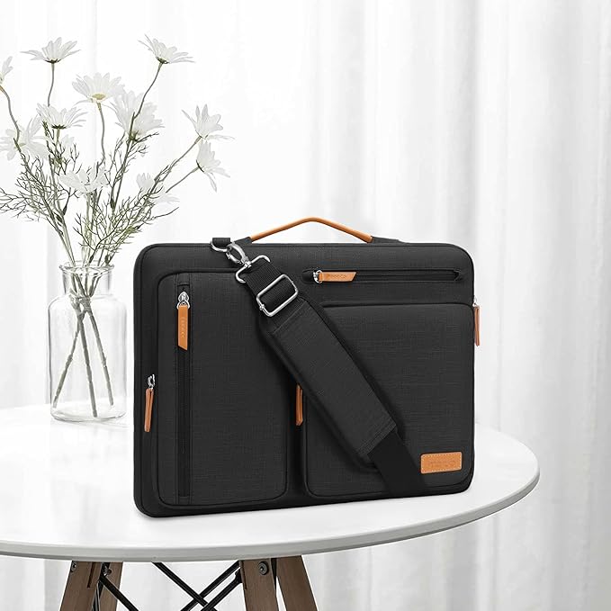 MOSISO 360 Protective Laptop Shoulder Bag,17-17.3 inch Computer Bag Compatible with MacBook, HP, Dell, Lenovo, Asus Notebook,Side Open Messenger Bag with 4 Zipper Pockets&Handle, Black